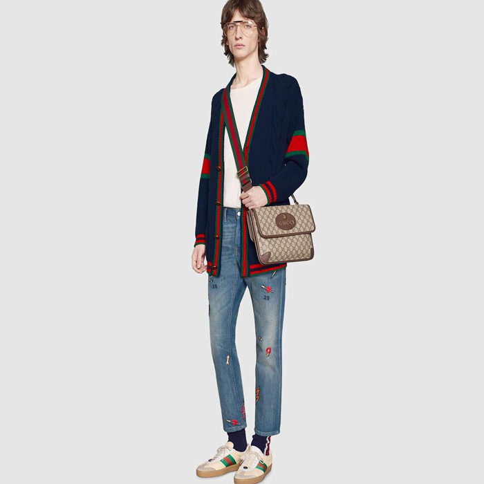 Image 5 of グッチシンボルテーパードデニムパンツ刺繍ジーンズインディゴプレゼント  408637 D836 4271